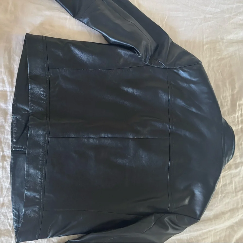 Michael Kors Black Leather Moto Jacket with Gold Hardware - Picture 5 of 7